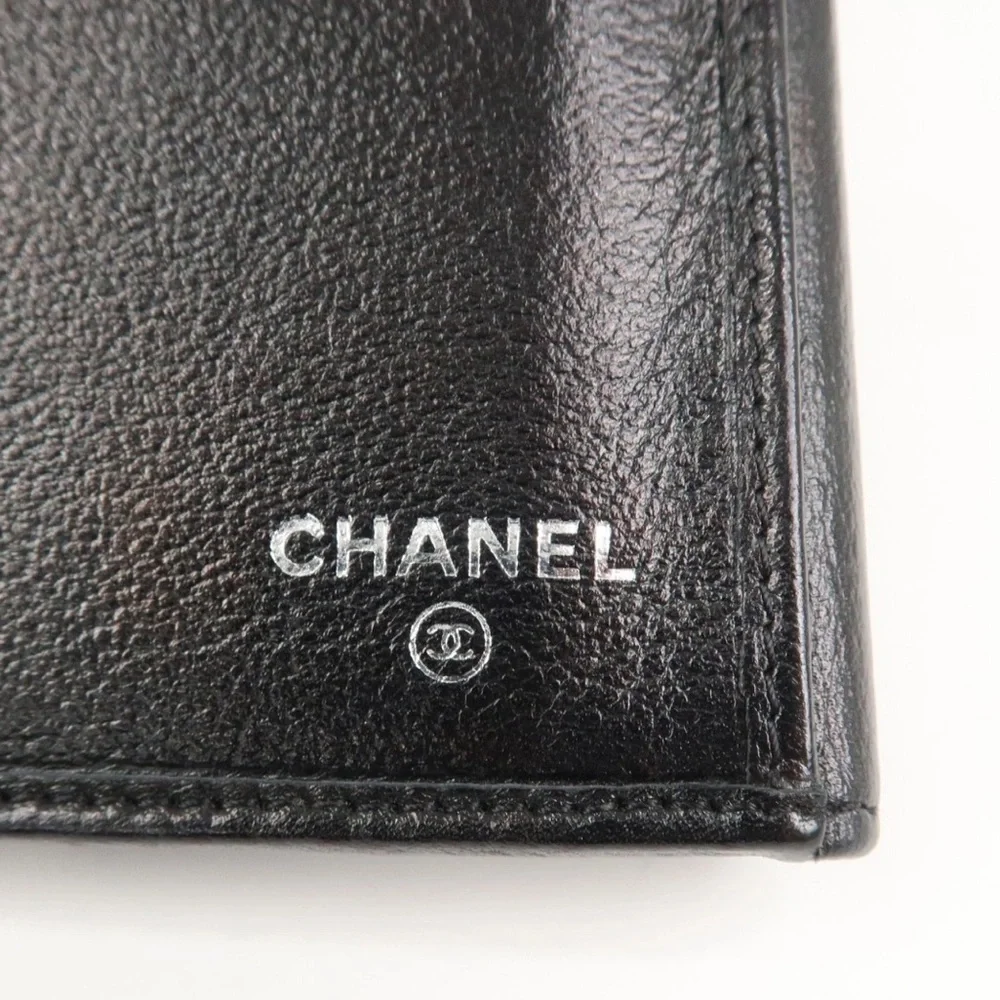 CHANEL Black Leather Camellia Wallet